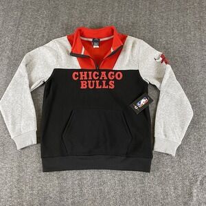 ICER Brands Chicago Bulls Youth 14-16 Quarter Zip Pullover Sweatshirt NBA NWT